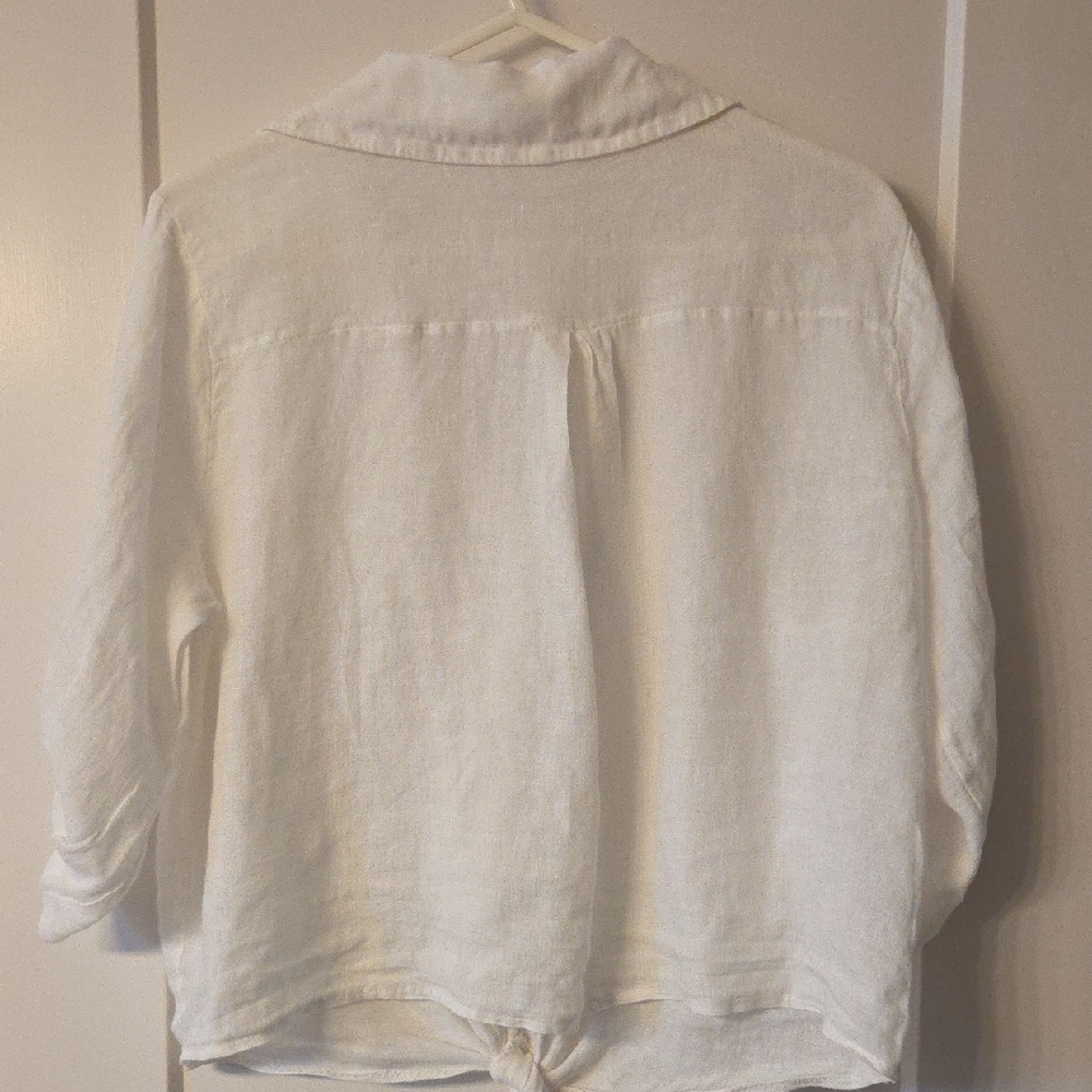 White Button-Down Linen Shirt - image 5